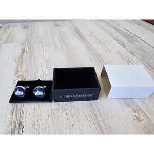 Smathers branson White House cufflinks building men's RARE new knit silver blue